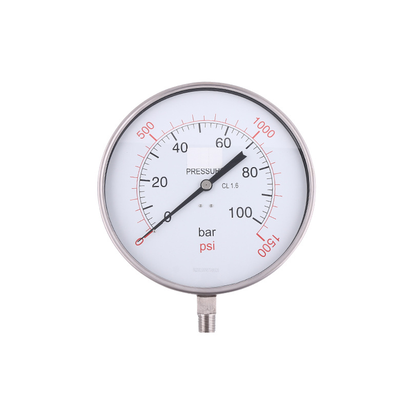 Radial All-Steel Welded Pressure Gauge 250mm CL1.6 0-100 bar/0-1500 psi for HVAC Systems Replaces YB250B - Image 5
