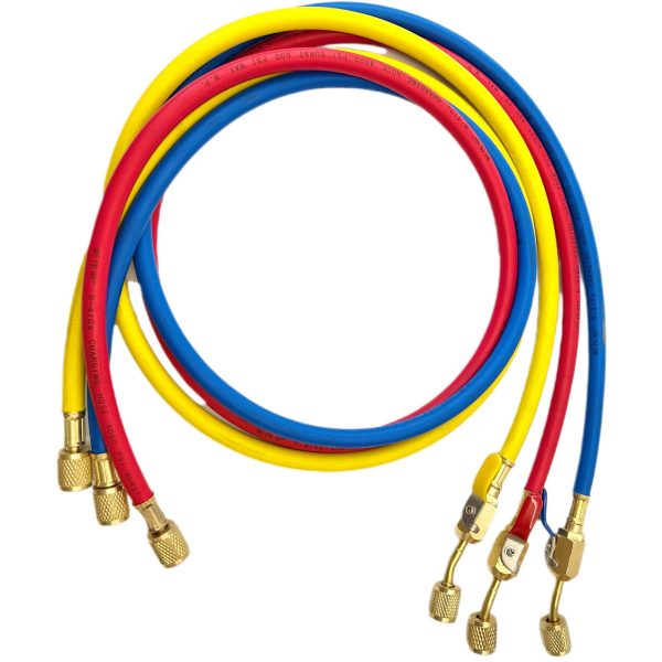 HVAC Refrigerant Charging Hose Kit (R-410a, R-134a, R-22) 800PSI Working Pressure, 4000PSI Burst Pressure, 36inch/60inch/72inch Lengths with Ball Valves for AC Manifold Gauge - Imej 4