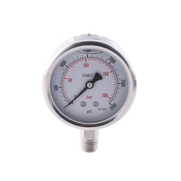 All Stainless Steel Pressure Gauge 63mm Radial, EN837, 0-200bar/psi, 1.6% Accuracy for HVAC Systems - Gambar 5