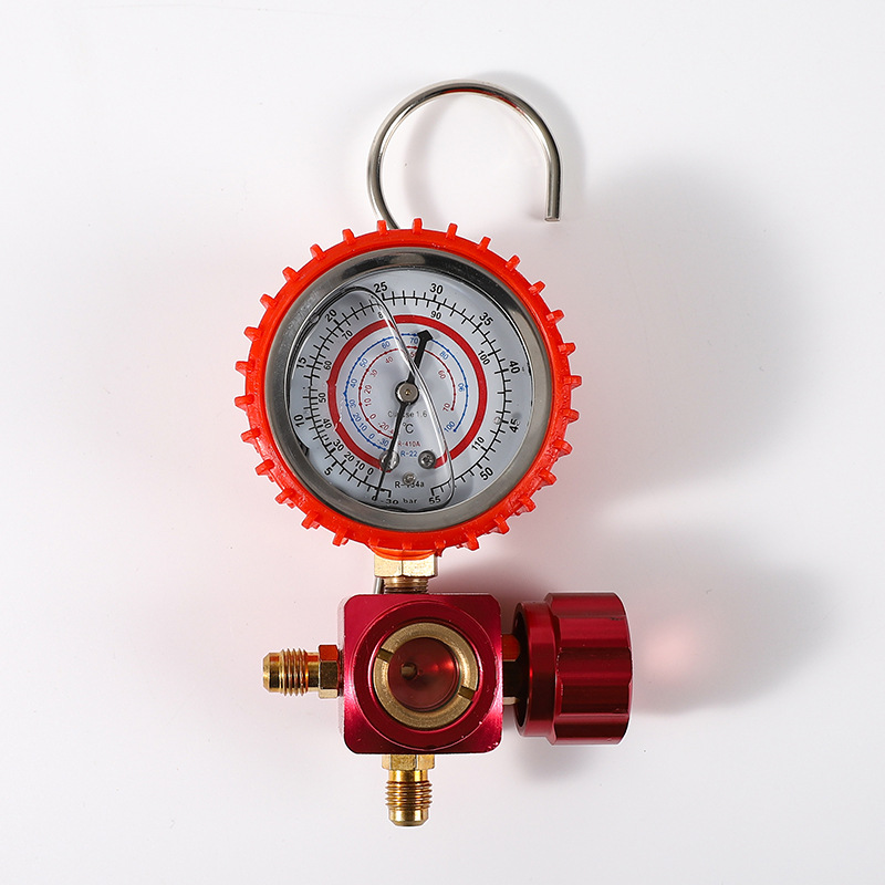 Refrigerant Charging Gauge with Sight Glass (R22/R410A/R134a) High Pressure Anti-Vibration Metal Handle Aluminum Valve for HVAC System - Image 4