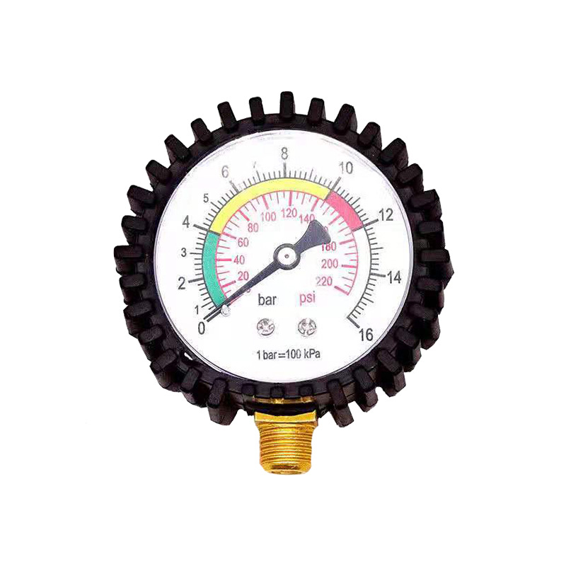 Radial Pressure Gauge (0-220 PSI/0-16 BAR/0-1600 KPa) with Protective Cover for Tire Inflator Pump, Oil/Gas/Liquid/Water Pressure Measurement - Image 5