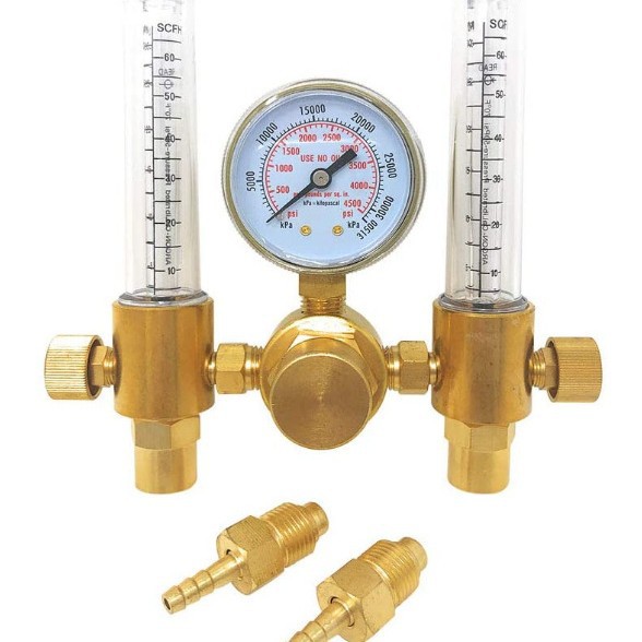Full Copper Dual Tube Argon Gas Regulator Pressure Gauge WX-564 for Welding and Soldering - Image 5