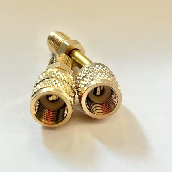 HVAC Refrigerant Charging Hose Adapter (1/4'' to 5/16'' SAE Thread) for R22 to R410a/R32 Systems, Pure Copper, Anti-Leak, 90-Degree Bent & Straight Options - Imej 4