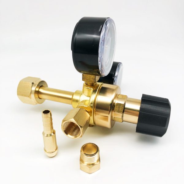 Lightweight American Style CO2 All-Copper Gas Meter CGA320 Flat Seal Pressure Regulator (Output 0-10bar, Input 0-4500psi/315bar) for CO2 Systems - Imej 5