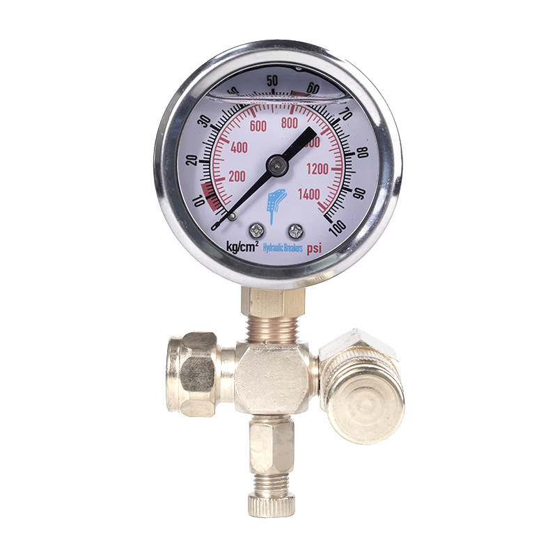 Hydraulic Breaker Nitrogen Pressure Gauge (0-1400 PSI / 0-100 kg/cm²) with Inflation Tool and Hose for Breaker Equipment - Image 5