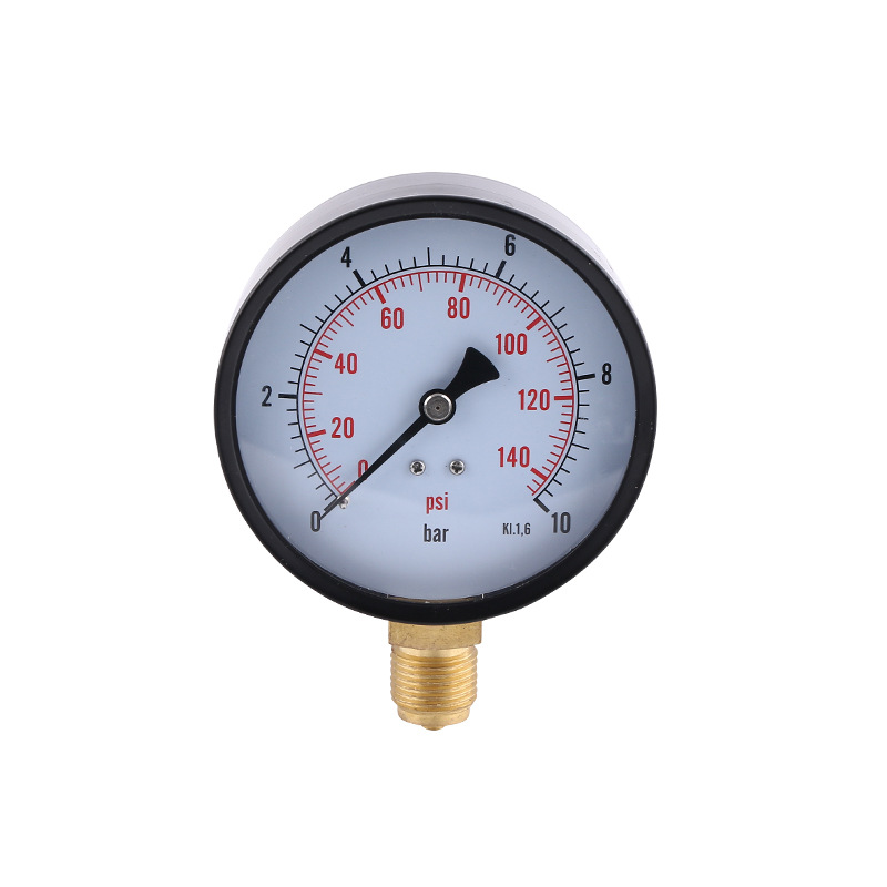 Radial Pressure Gauge 2.5 Inch Black Iron Case Copper Connector 0-10bar/psi (KI 1.6) for HVAC Systems - Image 5