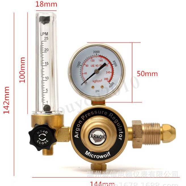 ARNON Microwoif Brass Argon Pressure Regulator with 0-25 LPM Flowmeter and 0-4000 PSI Gauge for Welding and Brazing Applications - Image 5