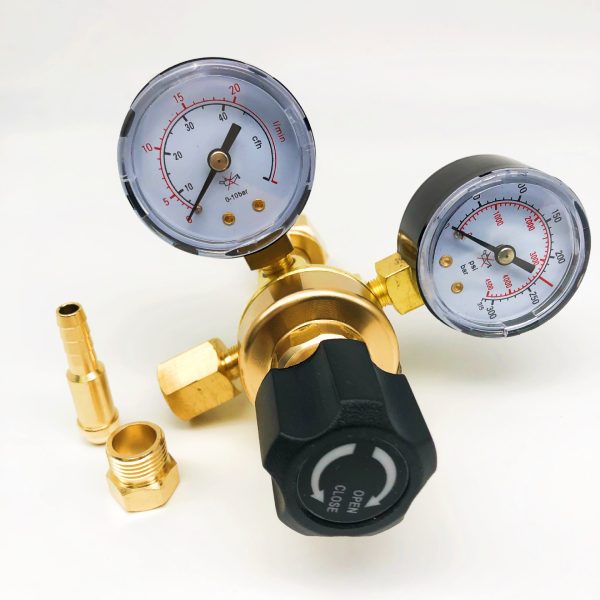 Lightweight American Style CO2 All-Copper Gas Meter CGA320 Flat Seal Pressure Regulator (Output 0-10bar, Input 0-4500psi/315bar) for CO2 Systems - Imej 4