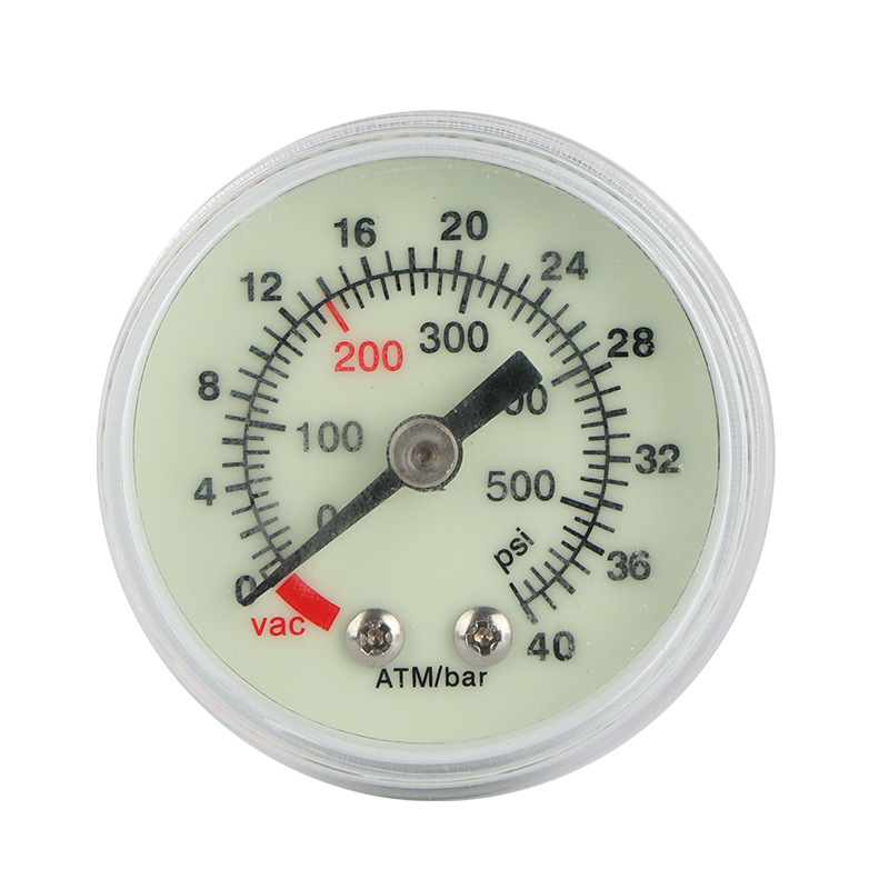 Luminous Dial Pressure Gauge (0-40 PSI/ATM/Bar) for Medical Ballasts Axial Connection with M10*0.75 Thread - Image 5