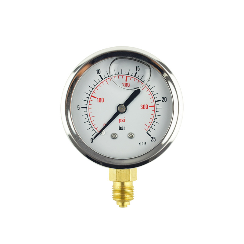 Radial Seismic Pressure Gauge y63 (0-25 bar, 0-300 psi, KL1.6) Stainless Steel Casing Copper Thread Connection for Oil, Air, Liquid, Water Pressure - Image 5