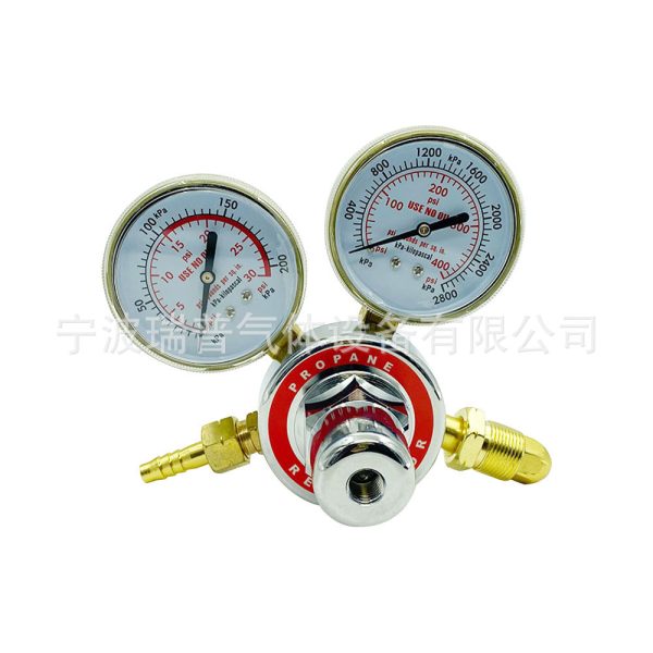 Explosion-Proof Propane Regulator with Dual Gauge M22x1.5 역나사 Brass Gas Pressure Reducer for Propane Tanks - Imej 5