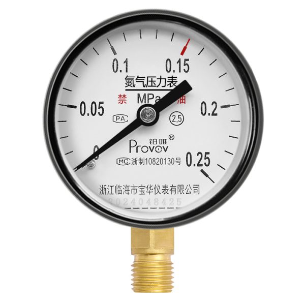 Provov Y-60 High Precision Nitrogen Pressure Gauge 60mm Diameter with Brass Connection and 0-1.6 MPa Range for HVAC Systems - Imej 5