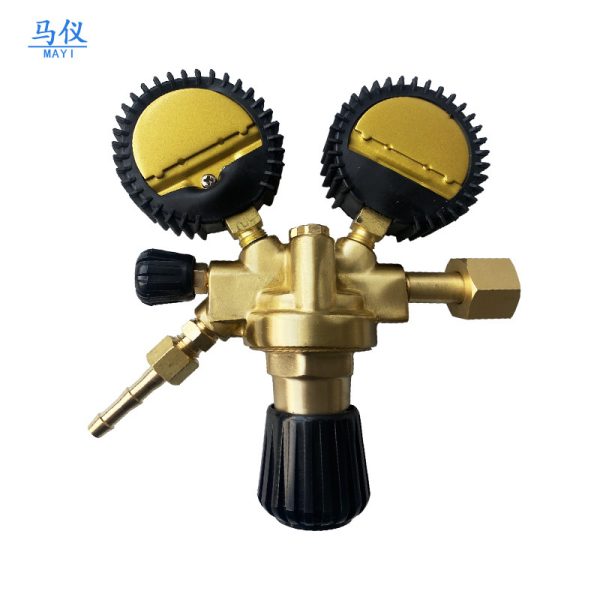HVAC Oxygen Carbon Dioxide Nitrogen Argon Pressure Reducer Regulator Brass Dual Gauge (0-315 bar / 0-16 bar) for HVAC Systems - Image 4