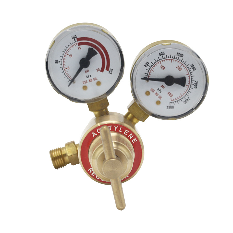 Mini Acetylene Pressure Regulator (0-30 psi/0-200 kPa, 0-400 psi/0-2800 kPa Dual Gauges) for Acetylene Cylinders - Image 5
