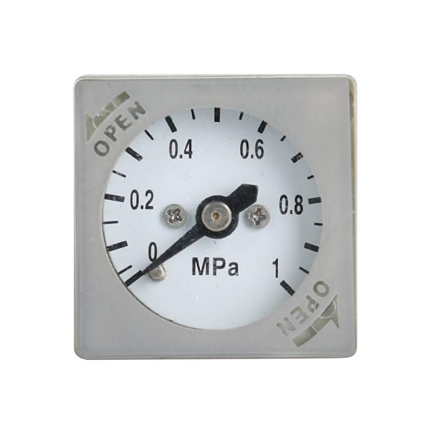 Pneumatic Pressure Regulator Square Gauge (0-1 MPa) for Air Source Filter, Micro Pressure Meter - Imej 5