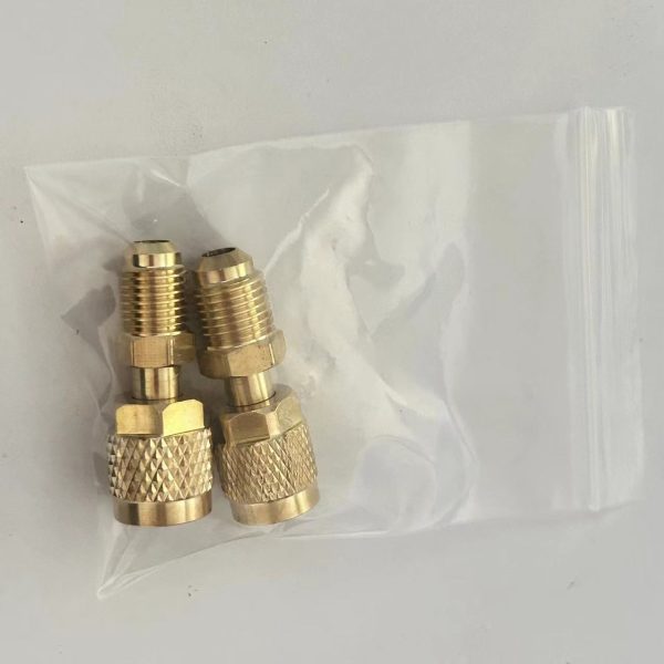 HVAC Refrigerant Adapter R22 to R410A (5/16" to 1/4") and R410A to R22 (1/4" to 5/16") Brass Core Converter for AC Charging - Imej 4