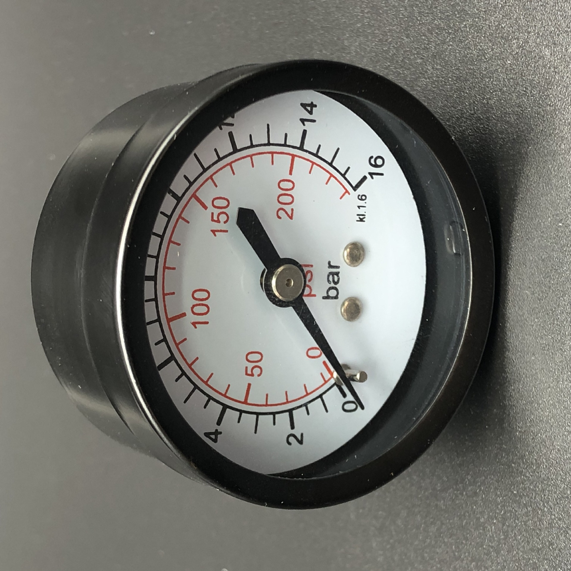 Axial Black Electrophoretic Pressure Gauge (0-200 PSI, 0-16 BAR, kl.1.6) for Air Compressor Pneumatic Tools - Image 4