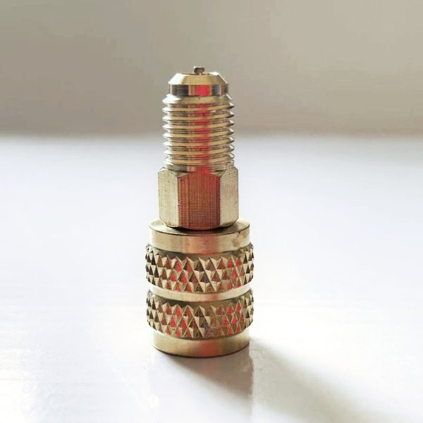 HVAC R410 Adapter 1/4" to 5/16" Brass Angled & Straight Valve Core Adapter for R22 / R410 AC Refrigerant Hoses - Image 4