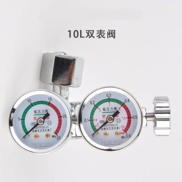 Medical Oxygen Cylinder Pressure Gauge 4L Dual Meter Valve 0-25 MPa for Oxygen Inhaler - Imej 4