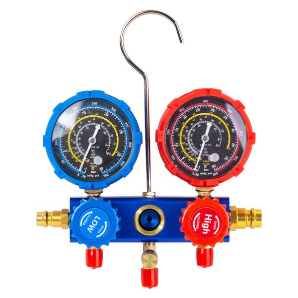 Automotive R134a HVAC Manifold Gauge Set (Low/High Pressure) with Hoses & Couplers for AC Refrigerant Recharging Systems - Image 4
