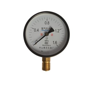 精艺仪(Jingyi) Oxygen Pressure Gauge 1.6 MPa, 100mm Dial Diameter, M20*1.5 Thread Connection, for Industrial Gas Lines Replaces YO-100