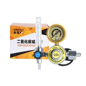 GAOXU Heated CO2 Pressure Reducer Regulator Gauge for MIG MAG Welding W/ Flow Meter & High Accuracy