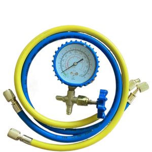 Refrigerant Charging & Manifold Gauge Set (R22, R134a, R12 compatible) with Hose for HVAC AC Automotive Systems