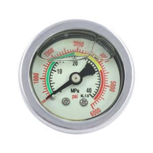 Durable Luminous Pressure Gauge (0-40 MPa / 0-6000 psi) with 1.6 Accuracy Class, Stainless Steel, for High-Pressure Cylinders