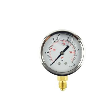 Radial Seismic Pressure Gauge y63 (0-25 bar, 0-300 psi, KL1.6) Stainless Steel Casing Copper Thread Connection for Oil, Air, Liquid, Water Pressure