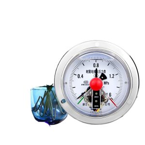 YNXC100ZTBF Axial Edge Stainless Steel Shock-proof Electric Contact Pressure Gauge (0.1-1.6 MPa, 100mm, M20*1.5)