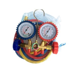 SONGLIN HVAC Refrigeration Manifold Gauge Set for R134a R410a with Sight Glass and Hoses, 1/8NPT Connection
