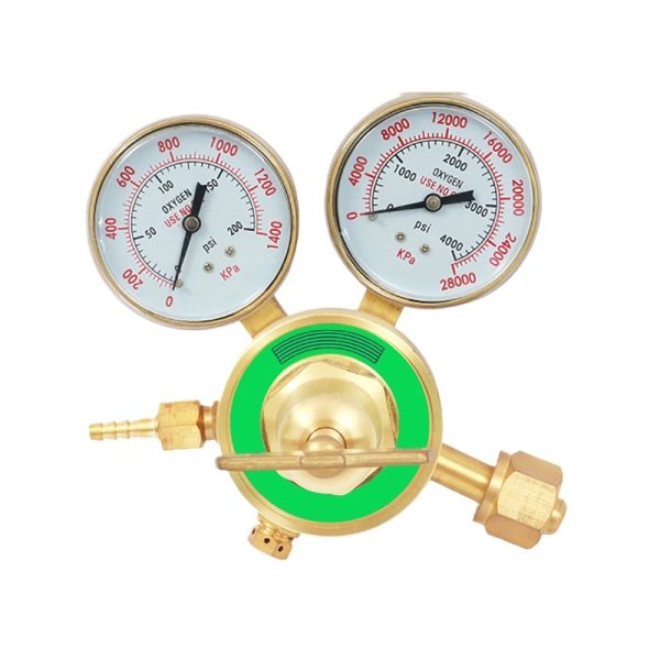 YONGHENG All-Copper Oxygen Acetylene Propane Pressure Reducer Gauge with Dual Gauges for Welding Cutting - Imej 2