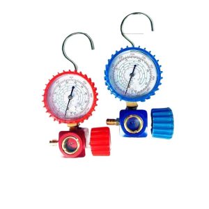 Aluminum Manifold Gauge Set (0-35kg/cm2 Low Pressure, 0-55kg/cm2 High Pressure) with R22/R134a/R404/R410a Compatibility for HVAC AC Refrigerant Charging