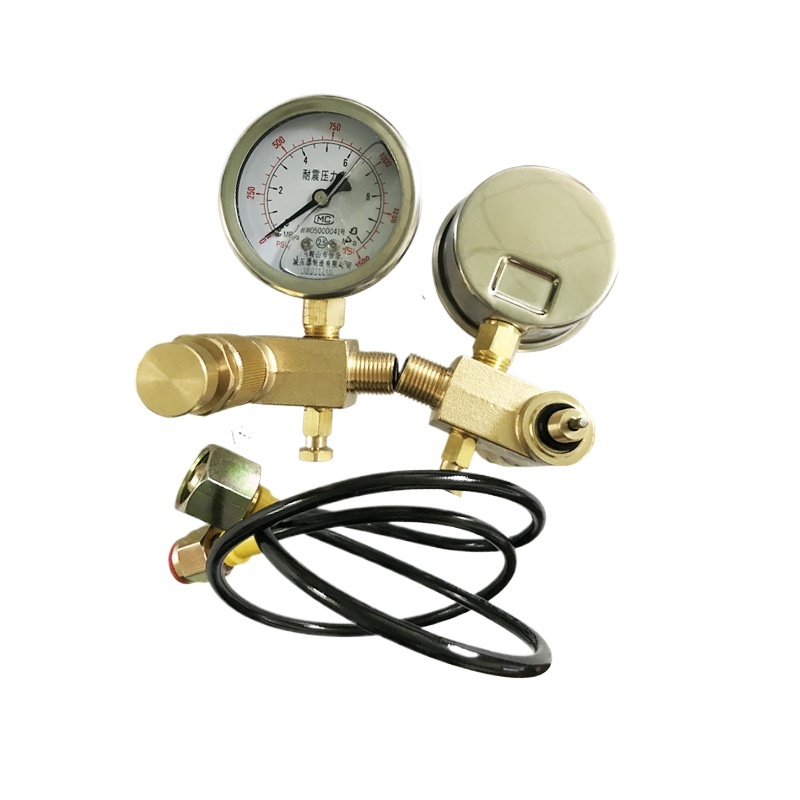 Hydraulic Breaker Nitrogen Pressure Gauge (0-10MPa/0-1500PSI) with Inflation Hose for Excavator Breaker - Image 3