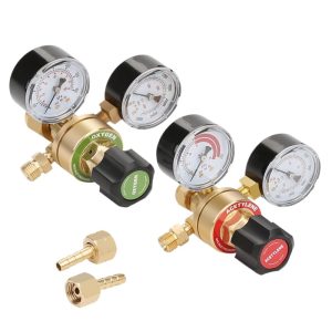 Heavy Duty Oxygen Acetylene Regulator Set (Dual Gauge, 0-4000 PSI Oxygen, 0-400 PSI Acetylene) for Torch Cutting Welding Kits