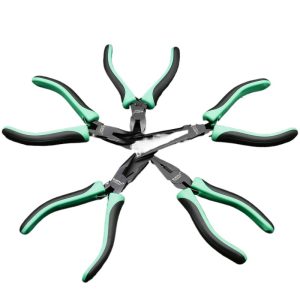 ELECALL 5-inch Mini Pliers Set (Needle Nose, Diagonal Cutting, Wire Stripping, Bent Nose, Flat Nose) with Teflon Coating, Corrosion-Resistant