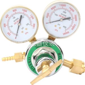Oxygen Pressure Reducer Regulator CGA540 with Dual Gauges 0-1400 PSI and 0-28000 PSI for HVAC Oxygen Tanks