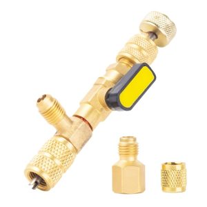 HVAC Valve Core Remover Installer Tool with Shut-off Valve (1/4" and 5/16") for R22 R410A Refrigerant Systems