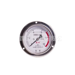 Kunsan YN100BFZT Shock-Resistant Stainless Steel Pressure Gauge 100mm Axial Connection for HVAC Systems