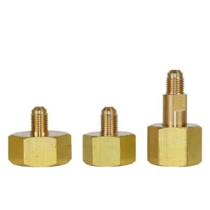 Oxygen Nitrogen Cylinder Adapter Converter Brass Fitting for HVAC Systems, Compatible with 1/4 inch Flare and English Refrigerant Hoses