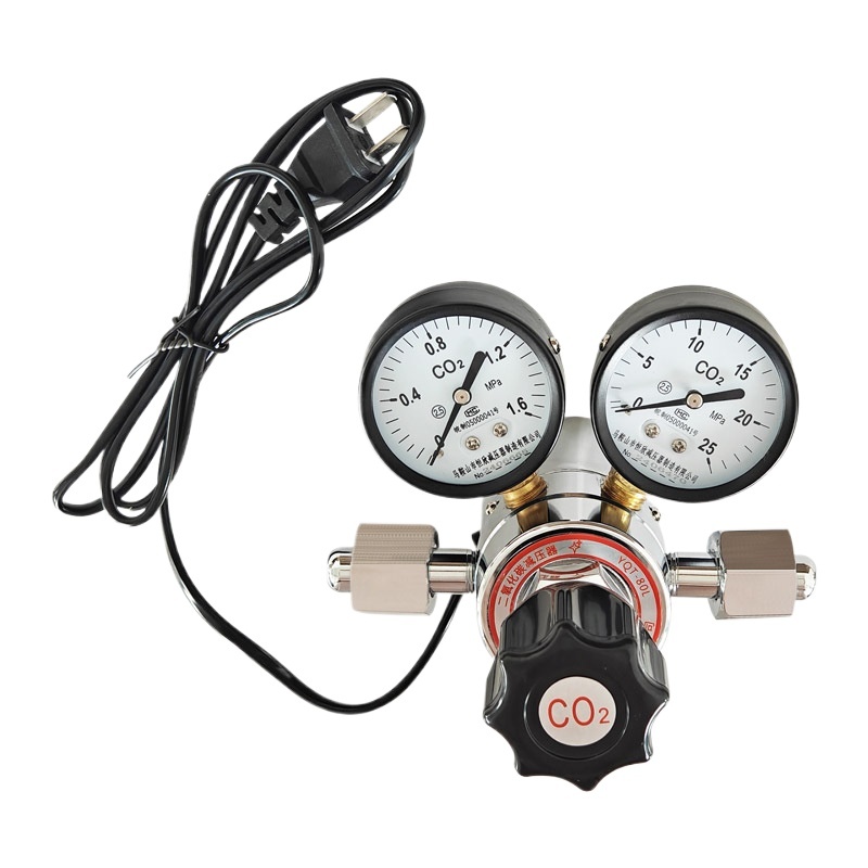 CO2 Electric Heating Pressure Reducer YQT-80L Dual Stage Carbon Dioxide Regulator with Pressure Gauges for Industrial - Image 2