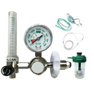 Medical Oxygen Cylinder Pressure Reducing Valve Regulator with Flow Meter (0-15 L/min) and Pressure Gauge (0-4000 PSI) for Oxygen Therapy