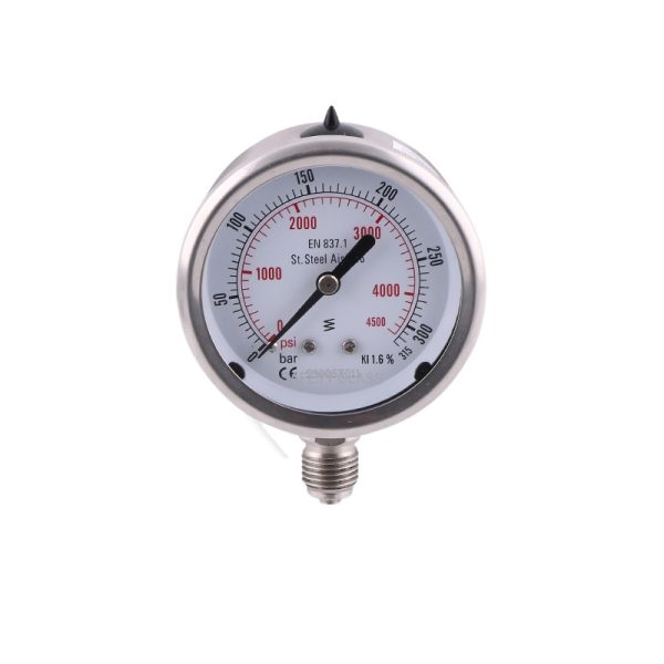 YN63SS4500P 63mm Radial Oil-Filled Pressure Gauge (4500psi, Stainless Steel Connection) Compatible with HVAC Systems