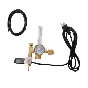 Full Brass American CO2 Pressure Reducer Regulator Valve with Solenoid for Plant Grow Room