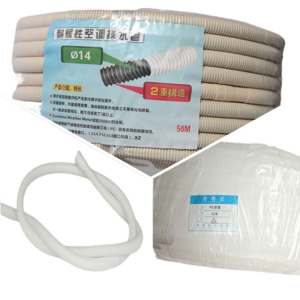 Weather Resistant Dual-Layer PE AC Drain Hose (Ø14mm x 1.7m/50m) for HVAC Condensate Discharge