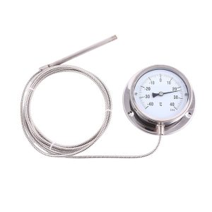 Industrial Pressure Type Temperature Gauge with Capillary Tube 100mm Radial Full Steel for HVAC Systems