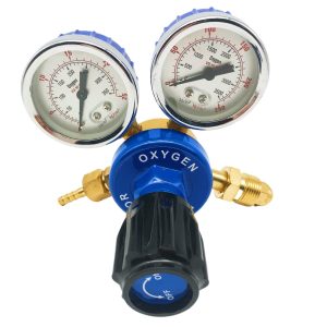 CGA580 Oxygen Acetylene Pressure Reducer Regulator Gauge Set (0-3500 psi Inlet, 0-200 psi Outlet) for Gas Welding Cutting