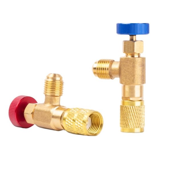 HVAC Charging Safety Valve (Pure Copper, Anti-Freeze) for R22 R410 R32 Refrigerant Systems, AC Freon Charging Tool