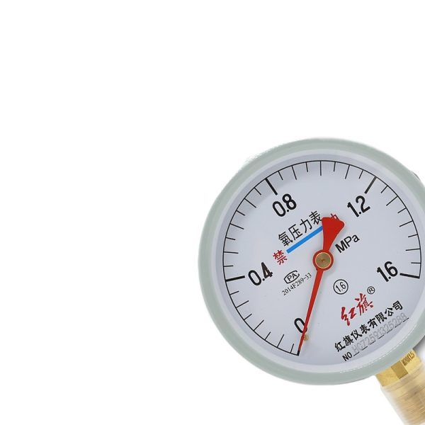 Hongqi YO-100 Oxygen Pressure Gauge, Precision 1.6 Grade, 100mm Dial, Gas Pipeline Reducer Meter - 이미지 2