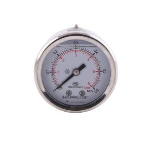 YN63ZC 63mm Axial Stainless Steel Case Glycerin Pressure Gauge for HVAC Systems (0-0.6 MPa / 0-6 Bar)